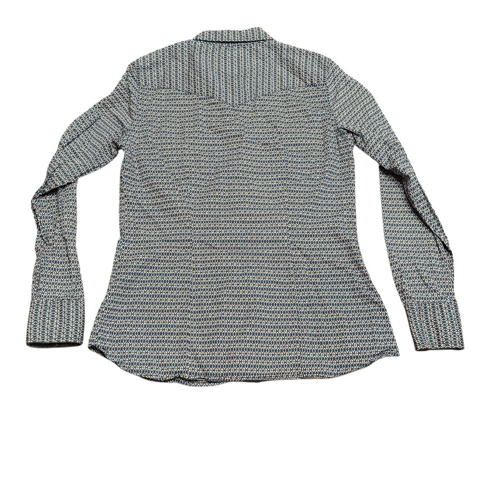 Roper Western Diamond Print Long Sleeve Snap Up Shirt Size S - Picture 2 of 9